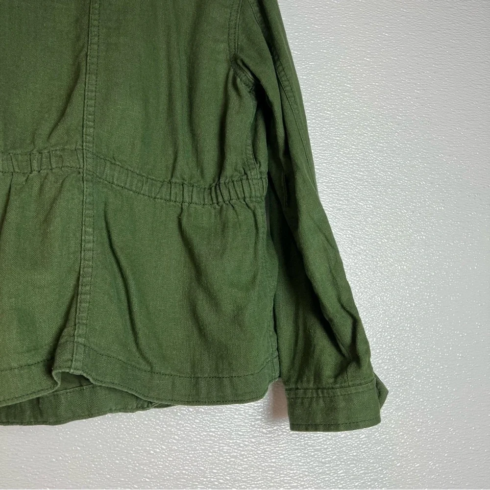 Old Navy Linen Blend Jacket Olive Green‎ with Pockets Girls Size M (8)